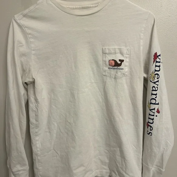Vineyard Vines White holiday fall Graphic long sleeve Tee boys medium 12/14 - Picture 2 of 9